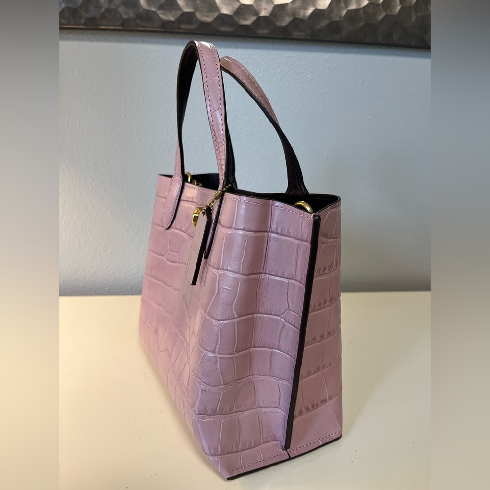 Coach Willow Tote Ice Purple crocodile embossed leather crossbody purse ￼ - Picture 9 of 16